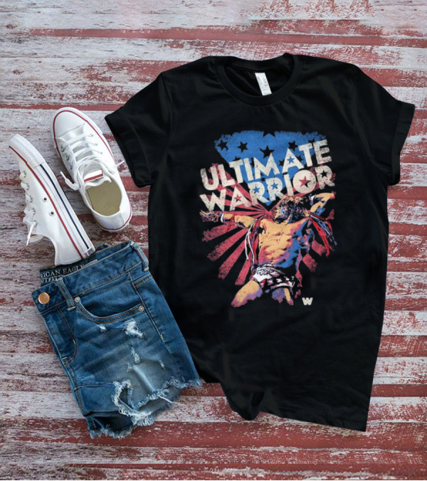 ULTIMATE WARRIOR American Flag Stars Stripes Wrestler T-Shirt