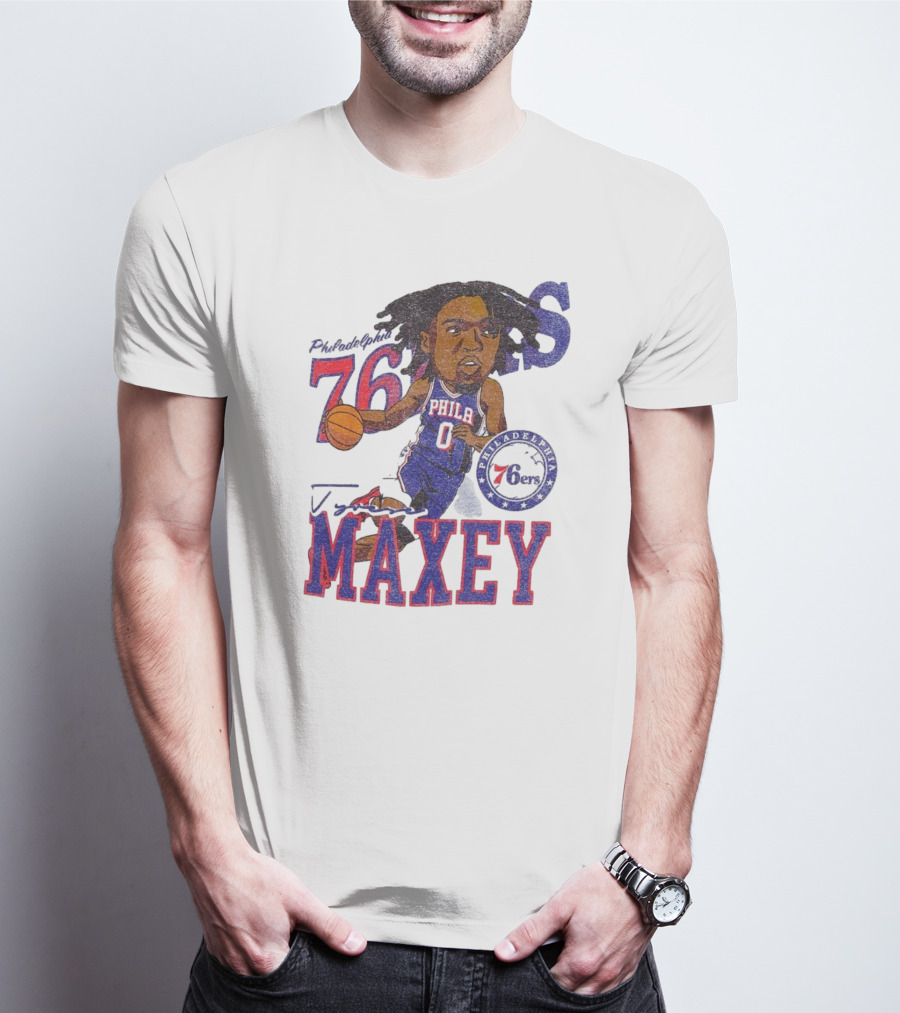 Philadelphia 76ers Tyrese Maxey Caricature Player New Era 76 Philadelphian Phila Maxey 6ers T-Shirt