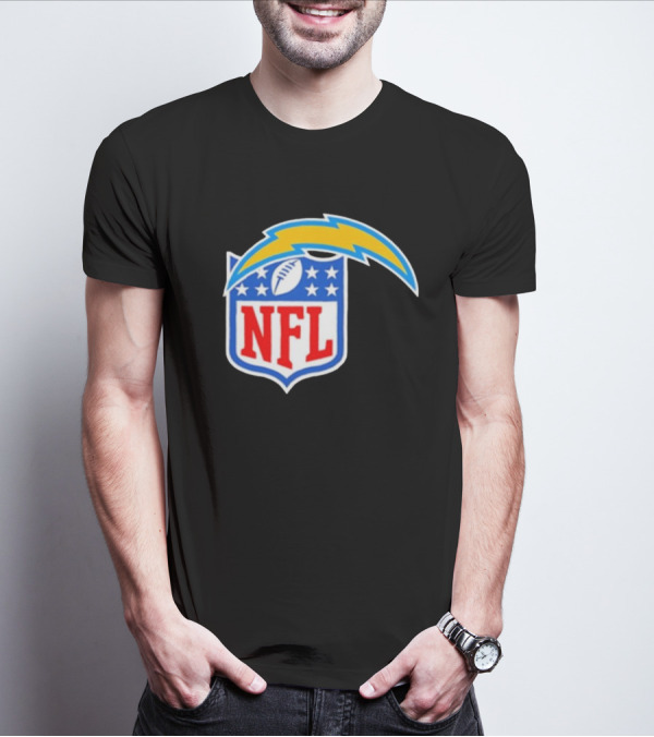 Los Angeles Chargers NFL Lightning Bolt Shield Emblem T-Shirt