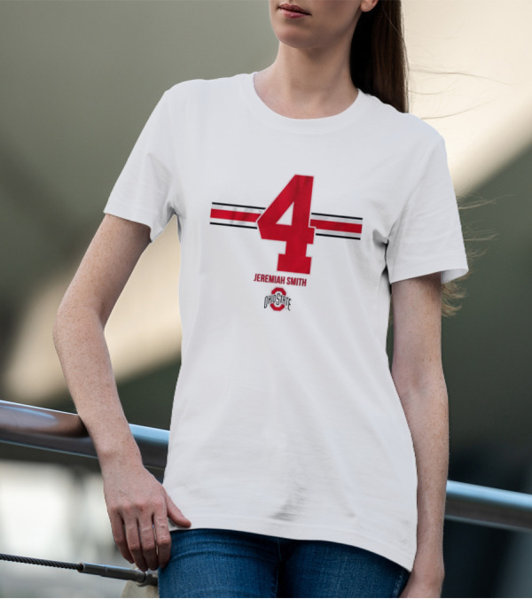Ohio State Football Jeremiah Smith 4 Jersey Logo Stripes T-Shirt