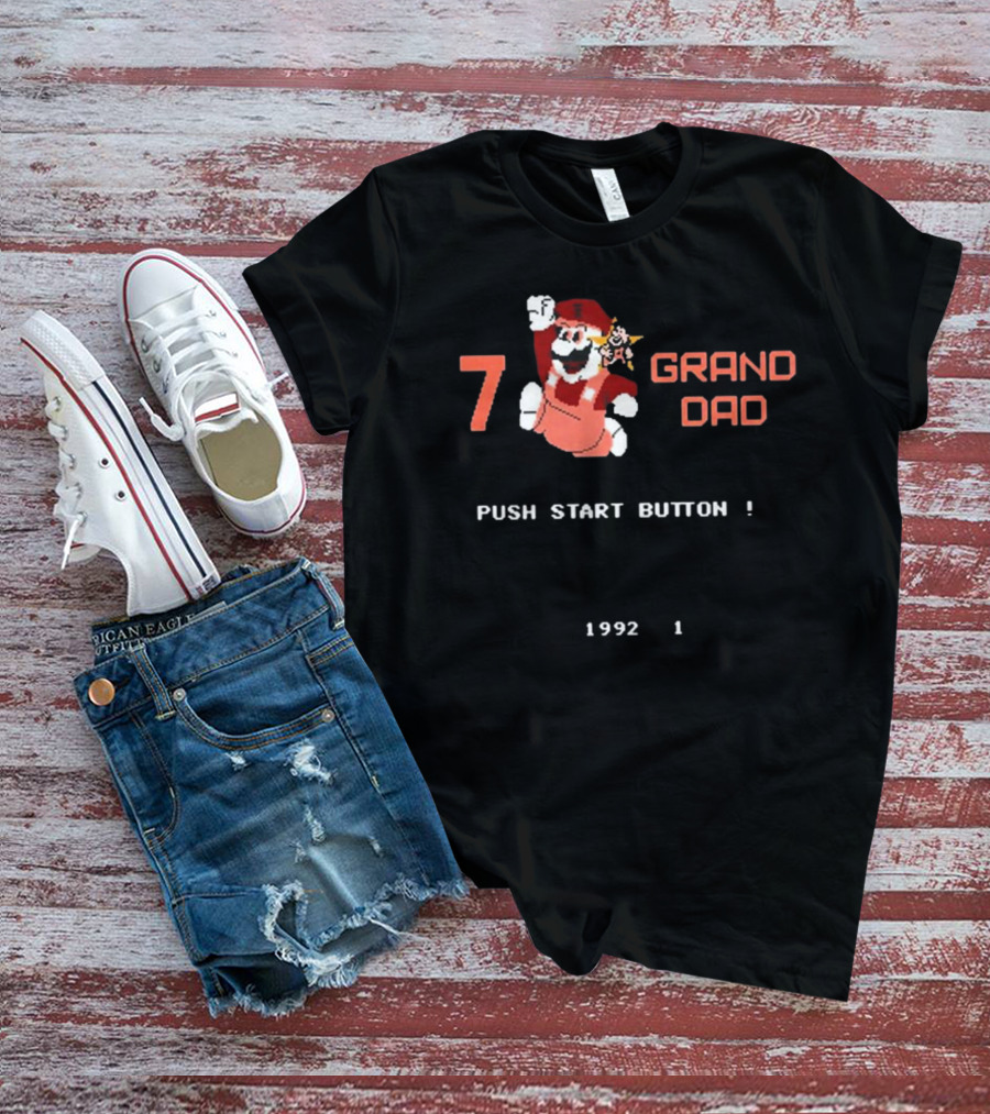7 Grand Dad Push Start Button 1992 Video Game T-Shirt