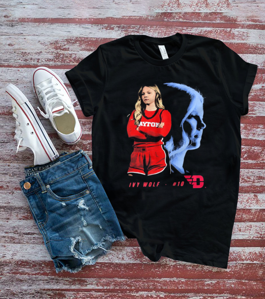 Ivy Wolf Dayton Flyers #10 Basketball Portrait With Team T-Shirt