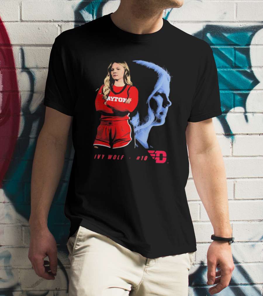 Ivy Wolf Dayton Flyers #10 Basketball Portrait With Team T-Shirt
