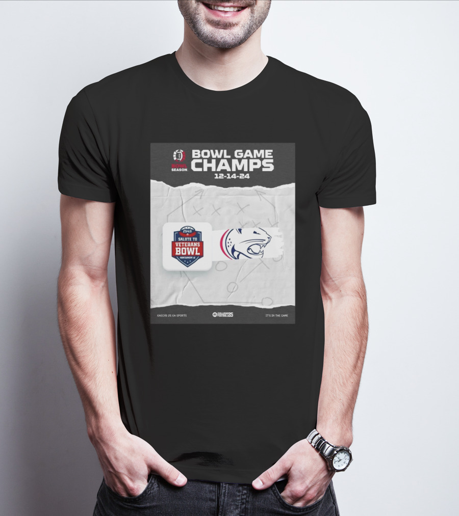 Bowl Game Champs 12-14-24 Salute To Veterans Bowl Season South Alabama Jaguars T-Shirt