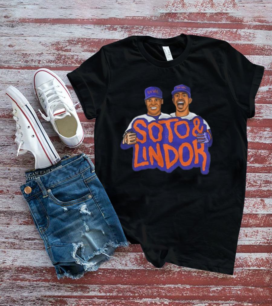 New York Soto And Lindor Caricature Duo T-Shirt