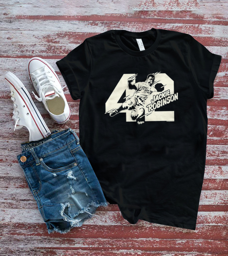Jackie Robinson Dodgers Sliding 42 MLB Los Angeles T-Shirt