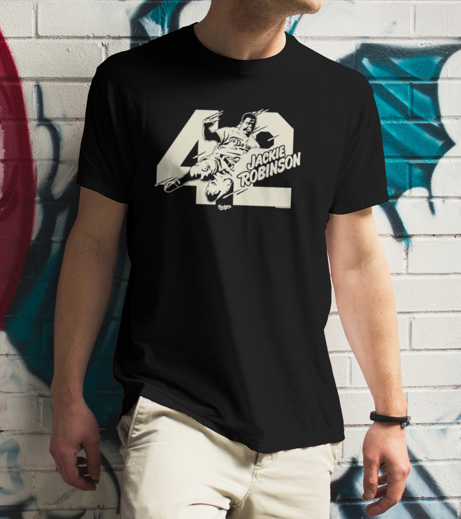 Jackie Robinson Dodgers Sliding 42 MLB Los Angeles T-Shirt