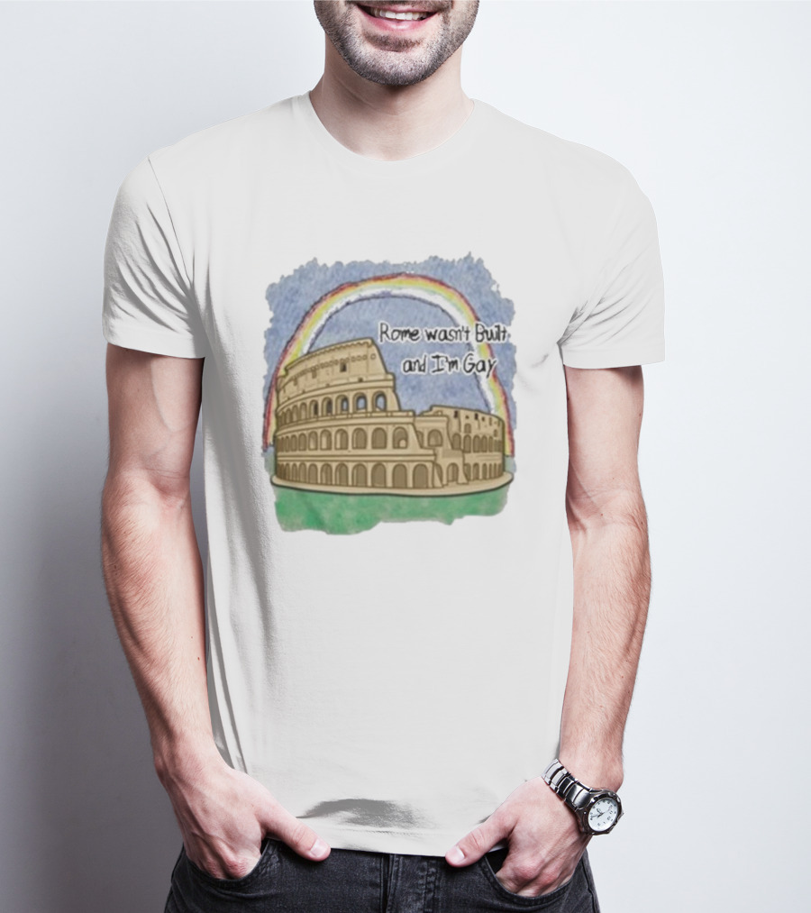 Marcuspork Rome Wasn’t Built And I’m Gay With Colosseum And Rainbow T-Shirt