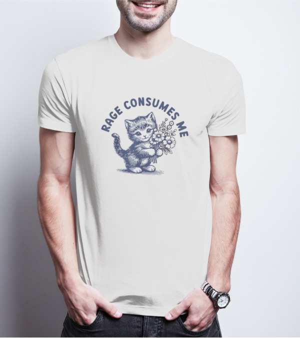Rage Consumes Me Floral Cat T-Shirt