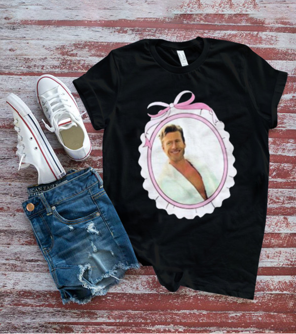 Cherrydaze Glen Powell Pink Ribbon Scalloped Frame T-Shirt