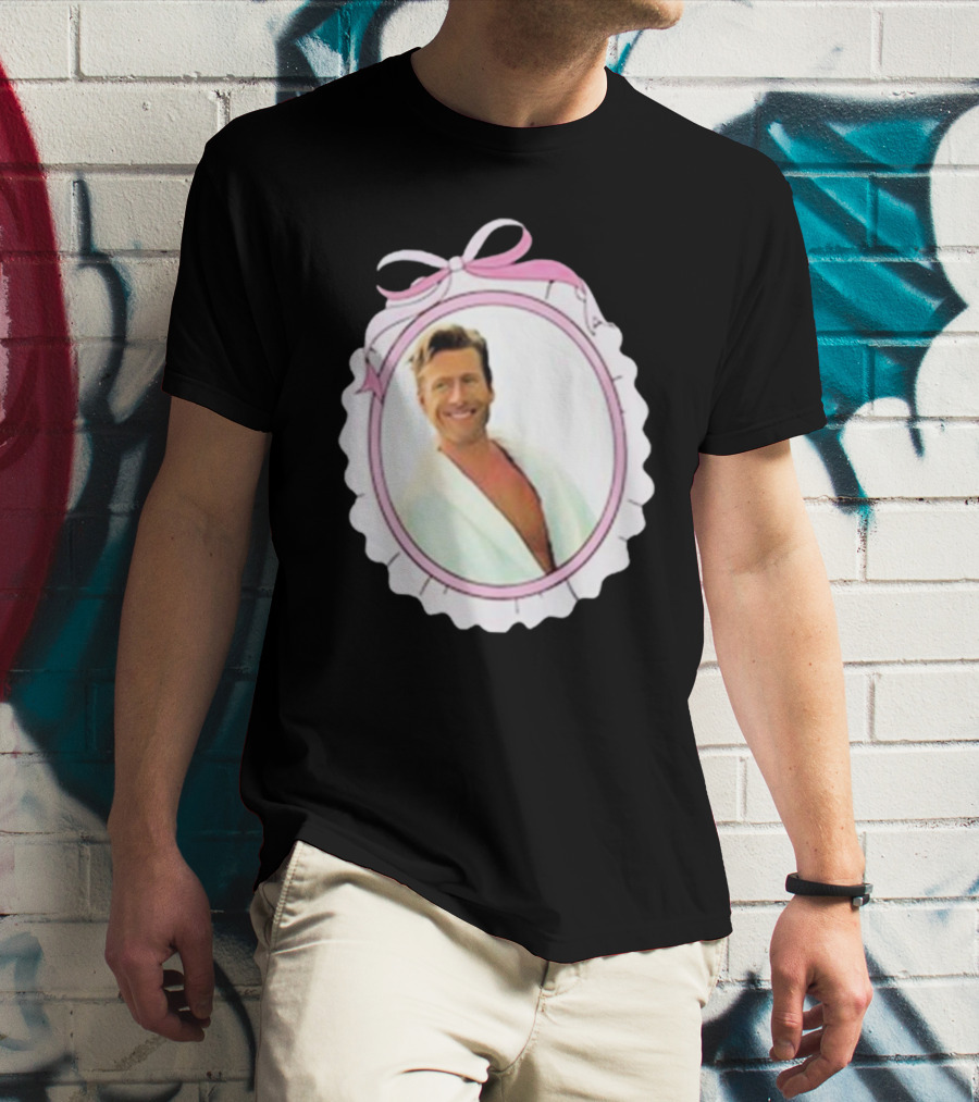 Cherrydaze Glen Powell Pink Ribbon Scalloped Frame T-Shirt