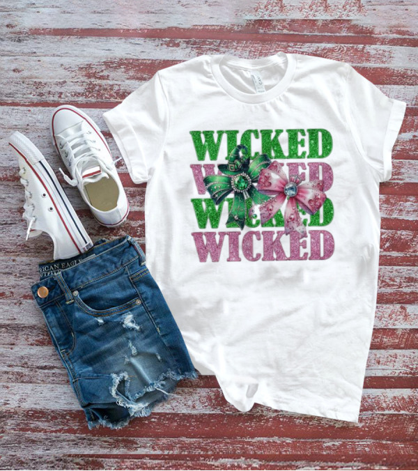 Wicked Coquette Glitter Green Pink Bow Hat T-Shirt