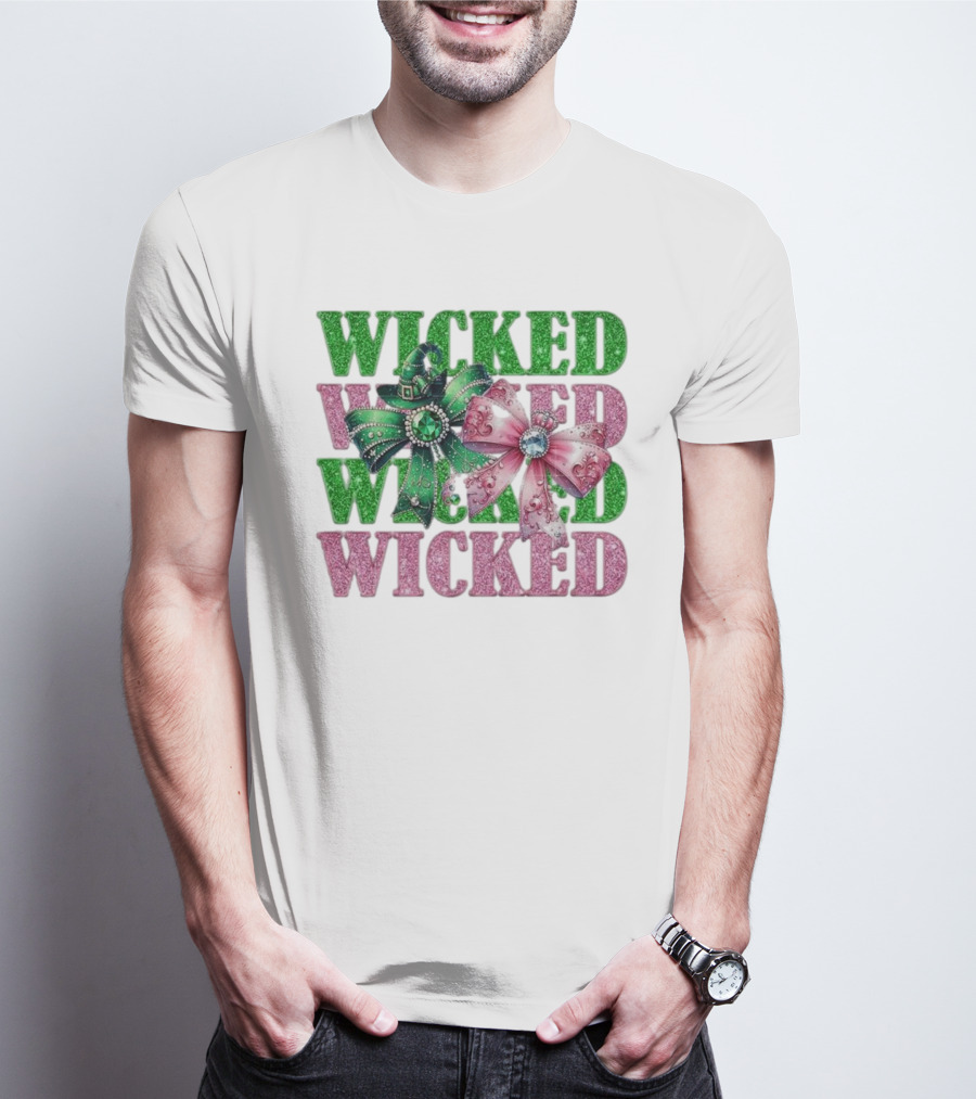 Wicked Coquette Glitter Green Pink Bow Hat T-Shirt