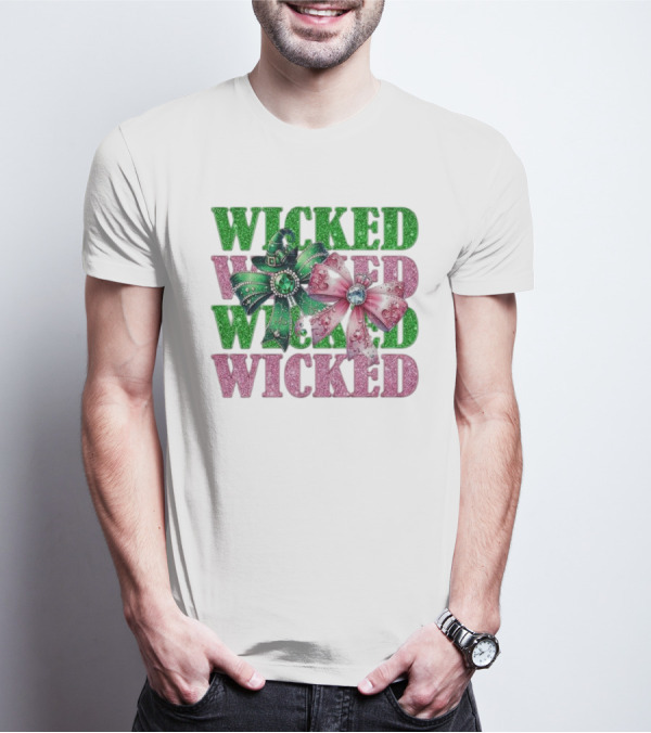 Wicked Coquette Glitter Green Pink Bow Hat T-Shirt