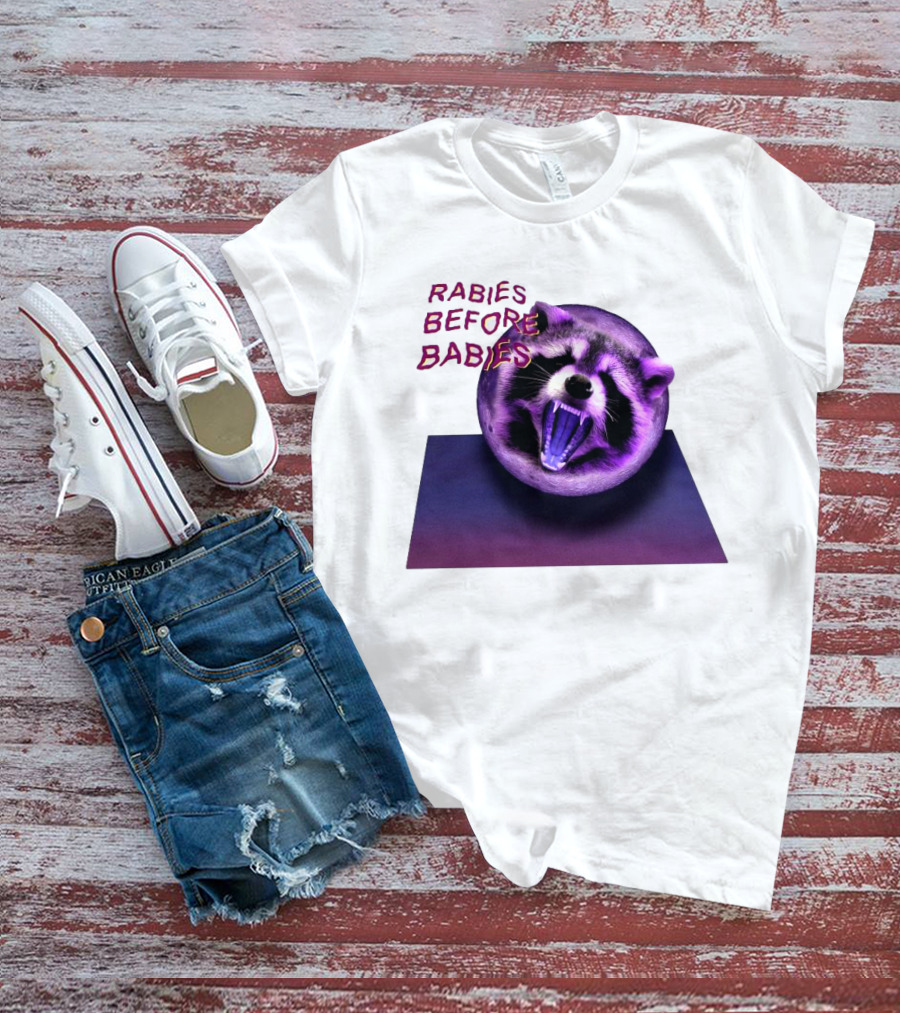 Rabies Before Babies Raccoon Spherical Illusion T-Shirt