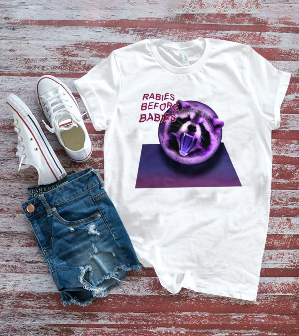 Rabies Before Babies Raccoon Spherical Illusion T-Shirt
