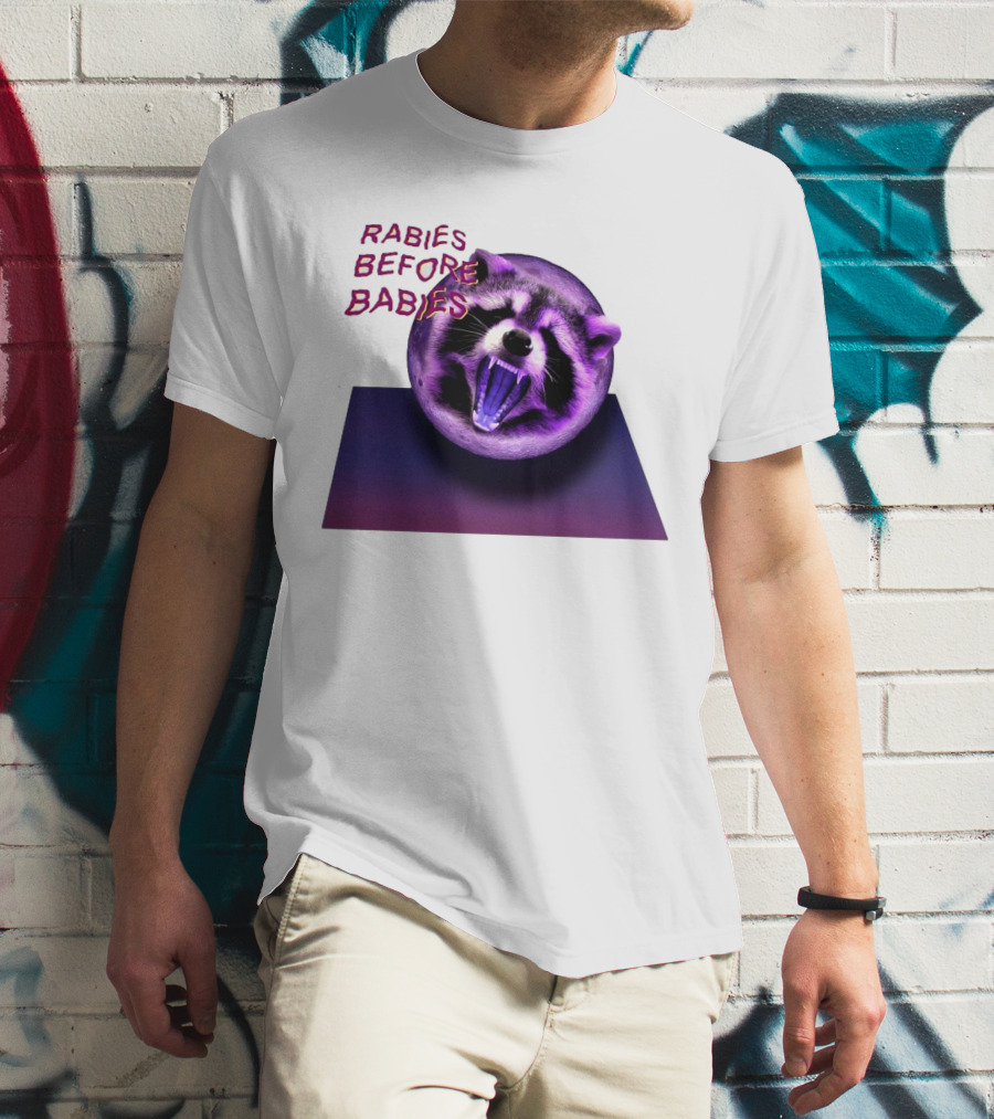 Rabies Before Babies Raccoon Spherical Illusion T-Shirt