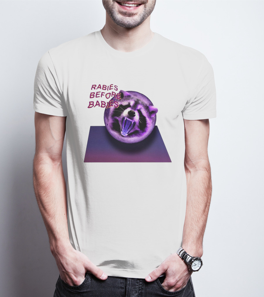 Rabies Before Babies Raccoon Spherical Illusion T-Shirt