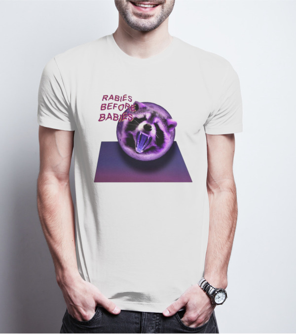 Rabies Before Babies Raccoon Spherical Illusion T-Shirt