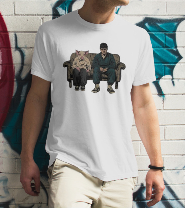 RenMakes Ren Couch Pig Painting Sitting Together T-Shirt