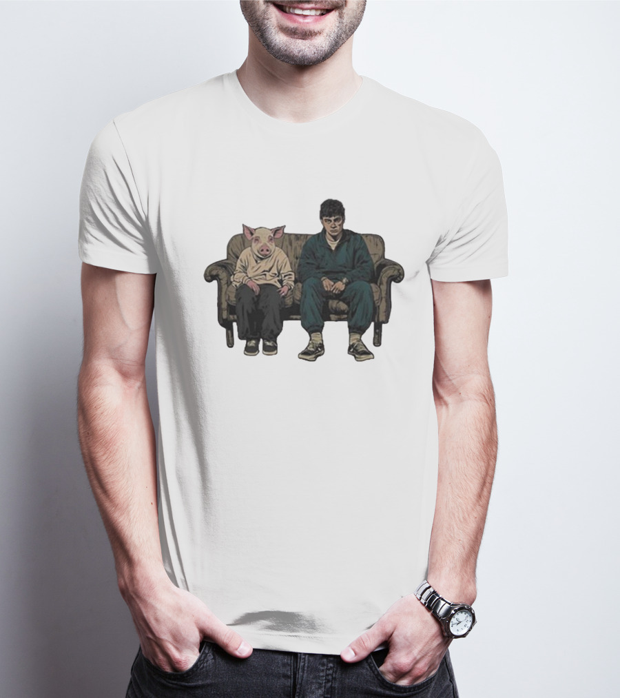 RenMakes Ren Couch Pig Painting Sitting Together T-Shirt