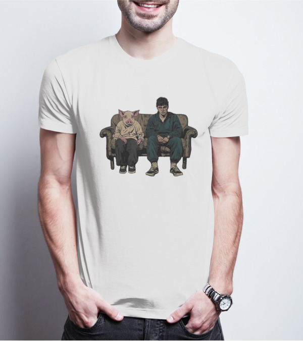 RenMakes Ren Couch Pig Painting Sitting Together T-Shirt