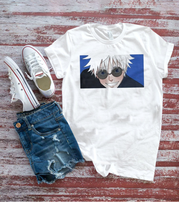 Young Gojo Anime Manga Character Blue Background T-Shirt