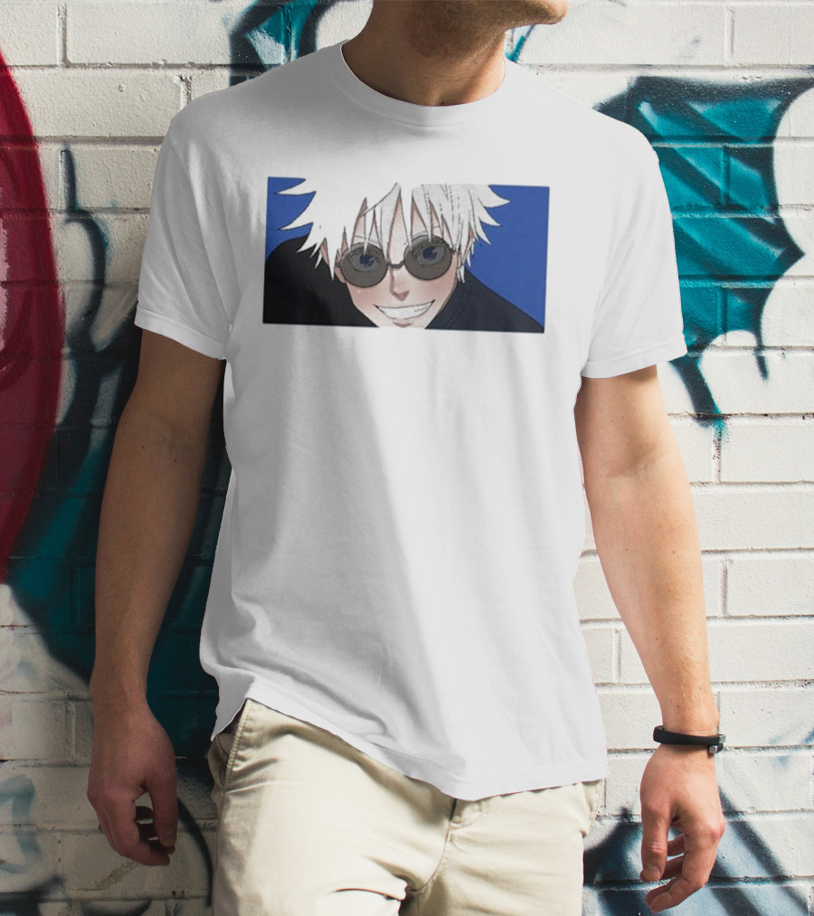 Young Gojo Anime Manga Character Blue Background T-Shirt