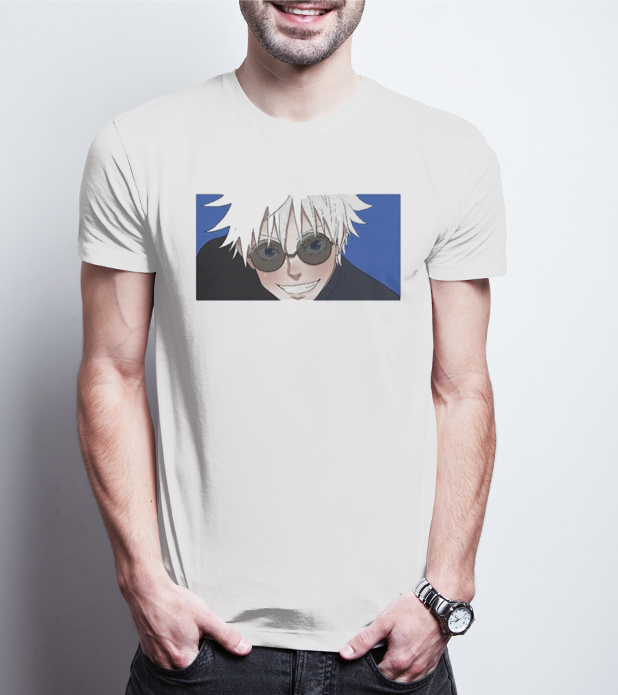Young Gojo Anime Manga Character Blue Background T-Shirt