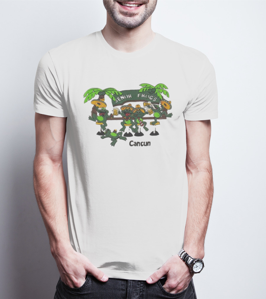 Señor Frog’s Cancun Mexico Palm Trees And Frogs With Sombreros T-Shirt