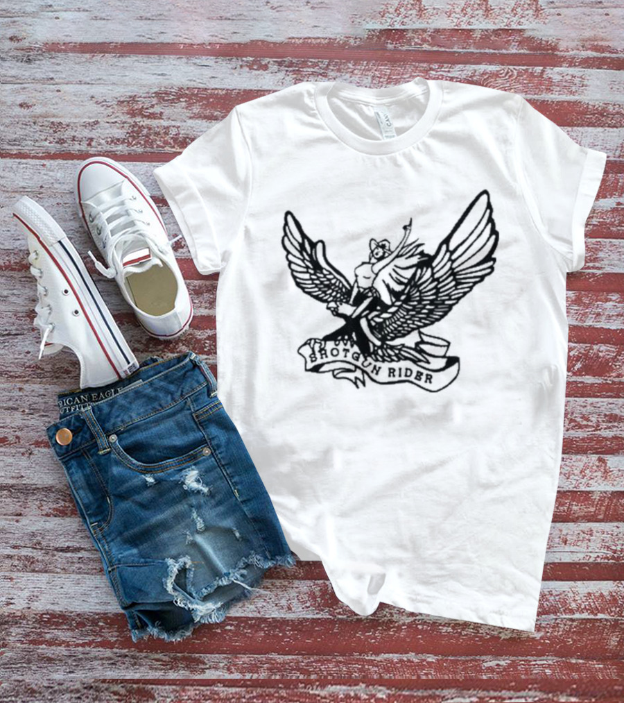 Shotgun Rider Eagle Motorcyclist Banner T-Shirt
