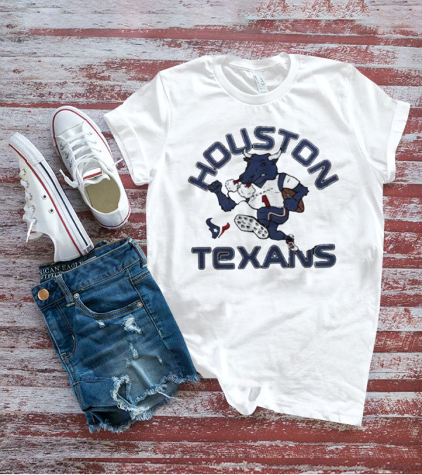 Houston Texans Toro Mascot Running Football T-Shirt
