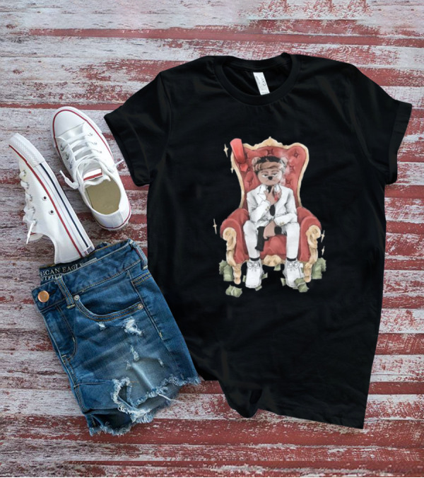 Top Kid Korro Sitting On Red Throne With Money Rolls And Suit T-Shirt