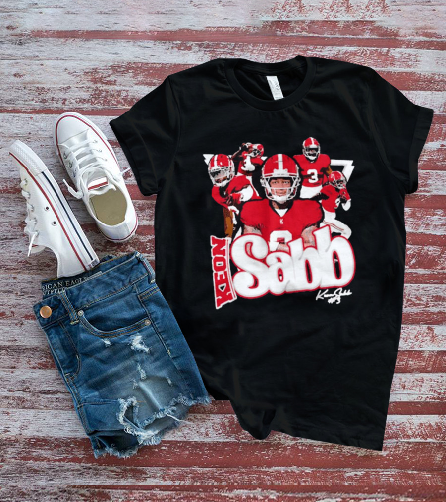 Keon Sabb 3 Alabama Crimson Tide Football Caricature Signature Crimson Jersey Players T-Shirt