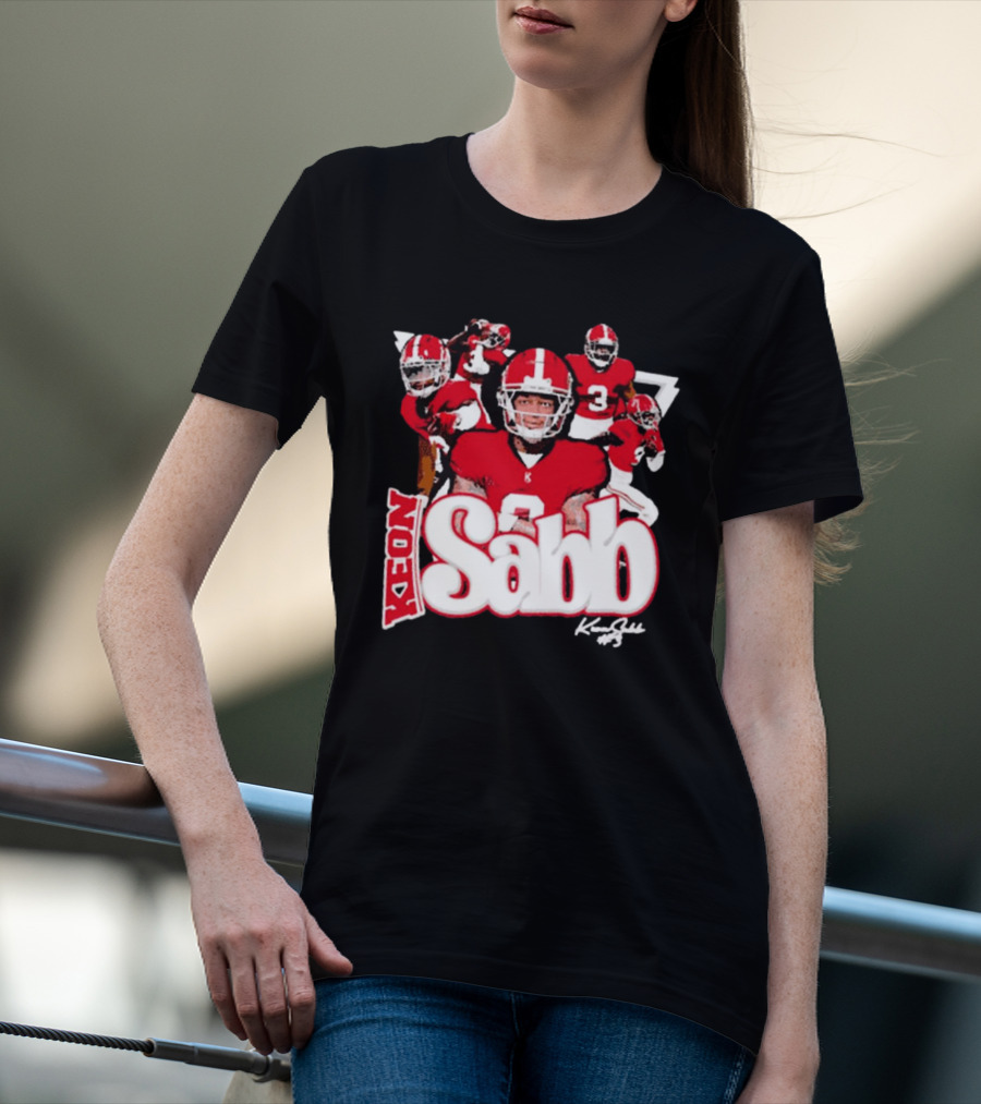 Keon Sabb 3 Alabama Crimson Tide Football Caricature Signature Crimson Jersey Players T-Shirt