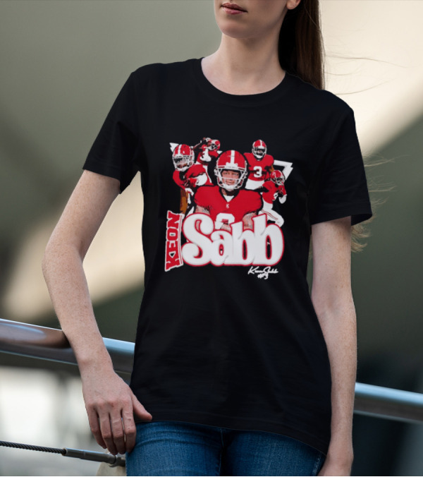 Keon Sabb 3 Alabama Crimson Tide Football Caricature Signature Crimson Jersey Players T-Shirt