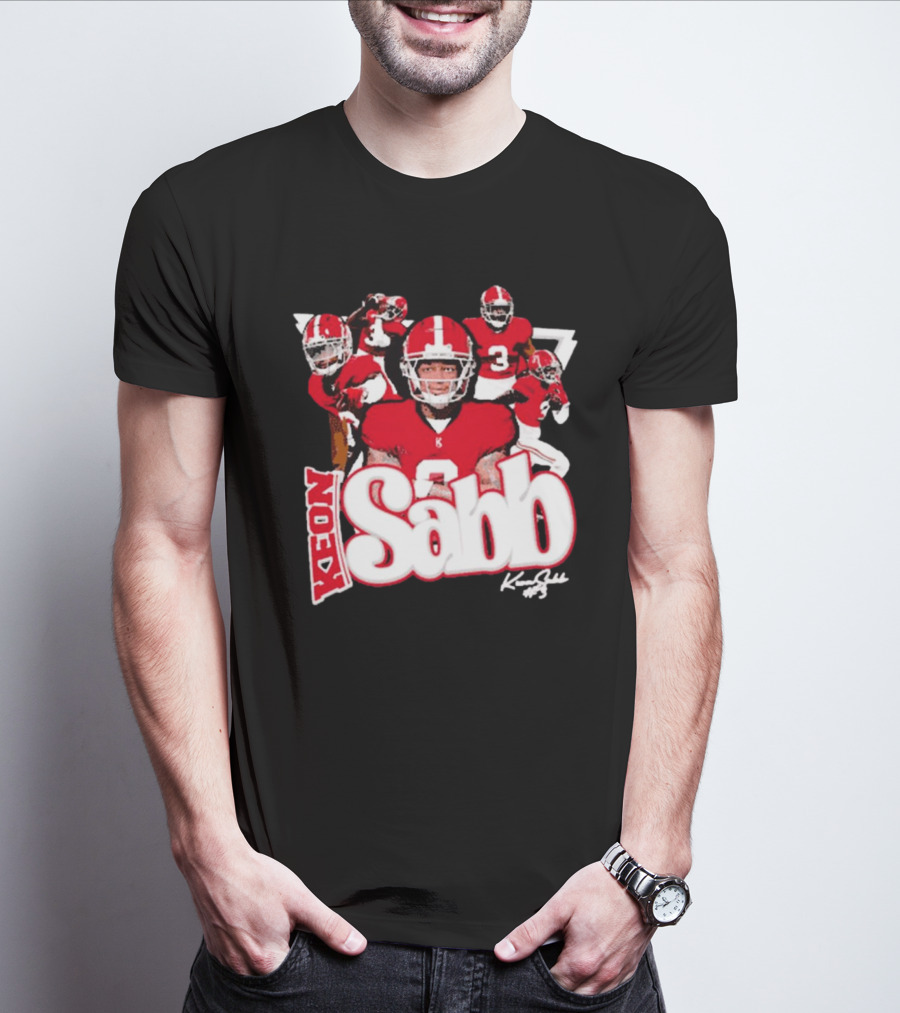 Keon Sabb 3 Alabama Crimson Tide Football Caricature Signature Crimson Jersey Players T-Shirt