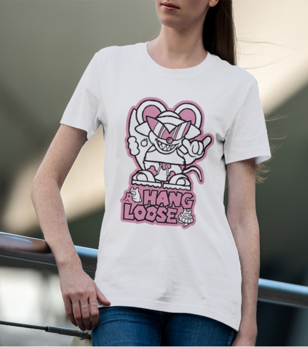 Hang Loose Mouse Art With Sunglasses And Surfboard T-Shirt