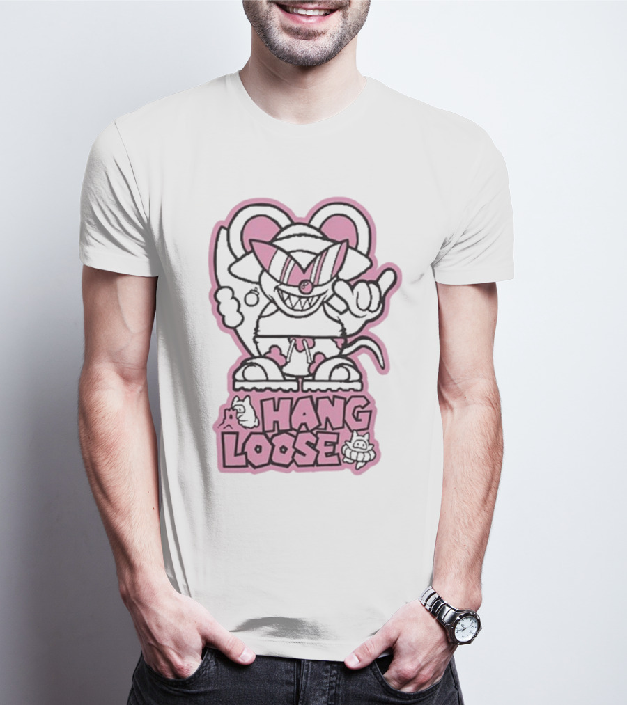 Hang Loose Mouse Art With Sunglasses And Surfboard T-Shirt