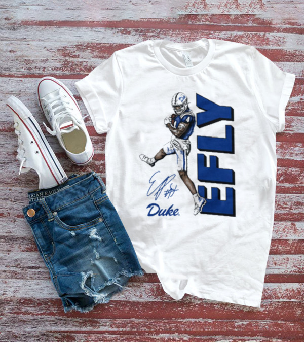 Eli Pancol #4 Duke Blue Devils EFLY Football Signature T-Shirt