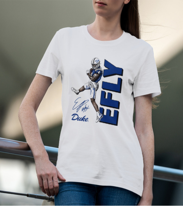 Eli Pancol #4 Duke Blue Devils EFLY Football Signature T-Shirt