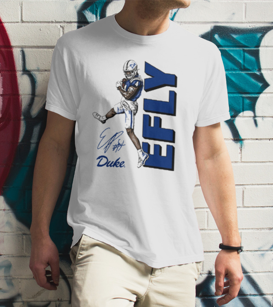 Eli Pancol #4 Duke Blue Devils EFLY Football Signature T-Shirt