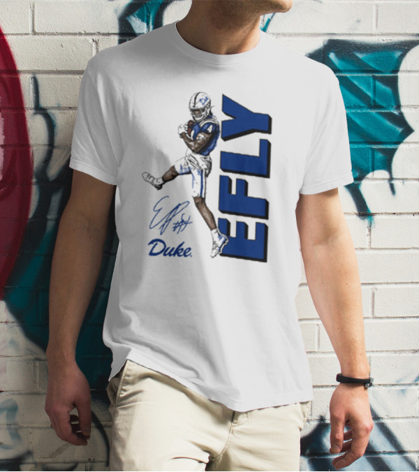 Eli Pancol #4 Duke Blue Devils EFLY Football Signature T-Shirt