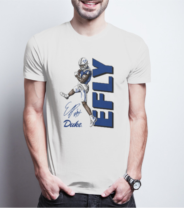 Eli Pancol #4 Duke Blue Devils EFLY Football Signature T-Shirt