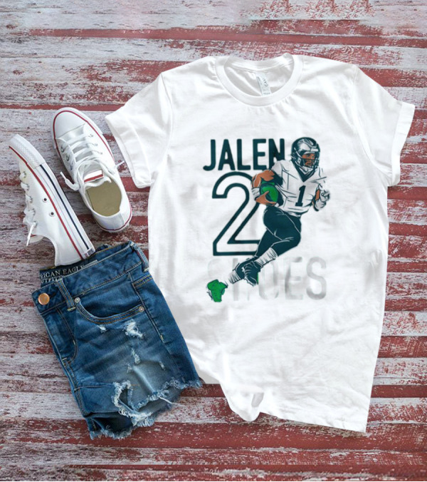 Jalen Hurts Two Shoes Philadelphia Eagles NFL Player Football Action T-Shirt