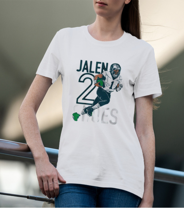 Jalen Hurts Two Shoes Philadelphia Eagles NFL Player Football Action T-Shirt