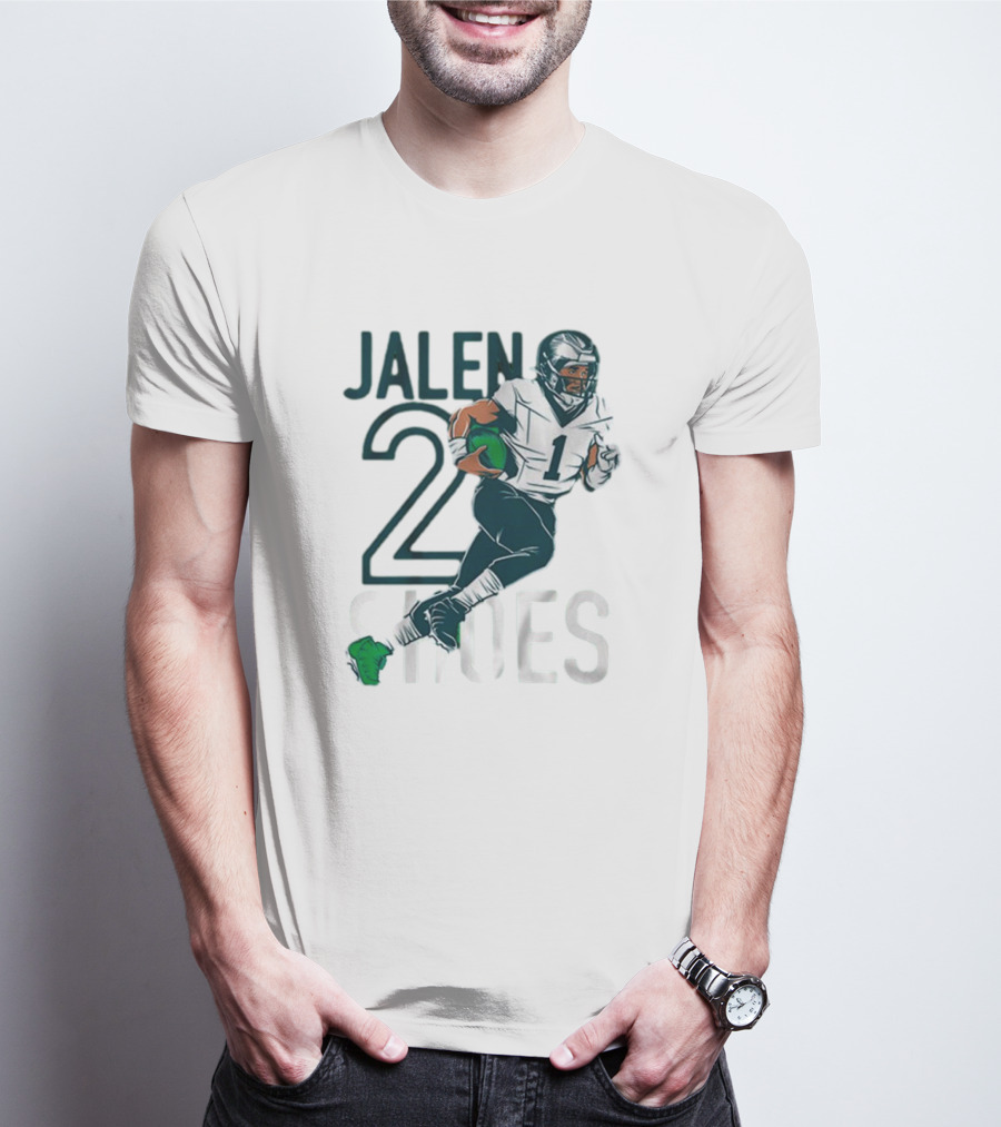 Jalen Hurts Two Shoes Philadelphia Eagles NFL Player Football Action T-Shirt