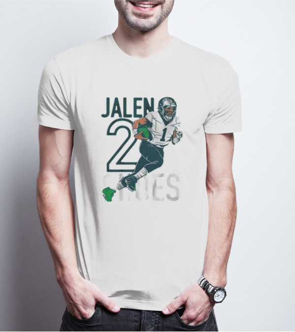 Jalen Hurts Two Shoes Philadelphia Eagles NFL Player Football Action T-Shirt
