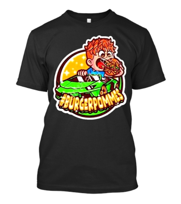 Lukas Eating Burger In Green Car #Burgerpommes T-Shirt