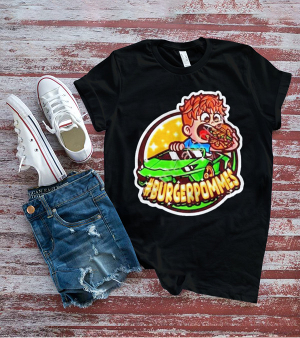 Lukas Eating Burger In Green Car #Burgerpommes T-Shirt